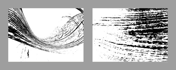 Strokes of black paint on a white background. Set of two templates. Graffiti element. Design template for the design of banners, posters, booklets, covers, magazines. EPS 10