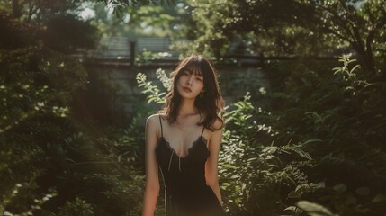 Fototapeta premium Sunlit Serenity: A Female model Portrait