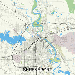 Shreveport, Louisiana, United States map poster art