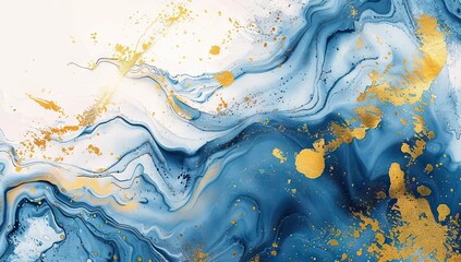 Abstract marble wallpaper background , luxury marble texture gold and blue tone. AI generated illustration