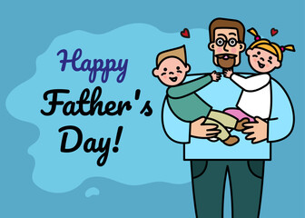 Vector greeting card, banner feliz dia dos pais. Father's day