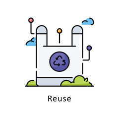 Reuse vector filled outline icon style illustration. Symbol on White background EPS 10 File