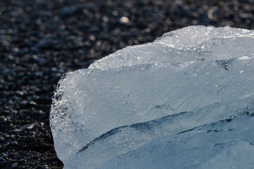 Close-Up of a Pristine Ice Formation on a Pebble Beach