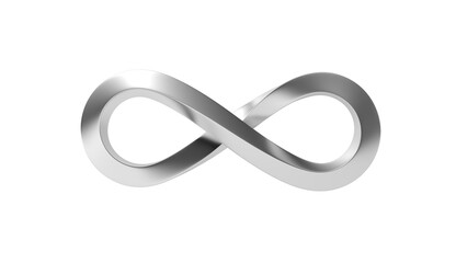 Infinity symbol. Chrome. Transparent background. Isolated. 3d illustration.