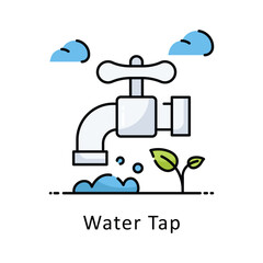 Water Tap vector filled outline icon style illustration. Symbol on White background EPS 10 File