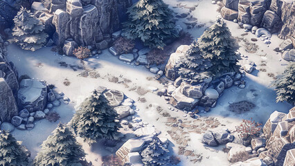 Winter Battlemap DnD,RPG Map  for Dungeons and Dragons, Snowy Terrain