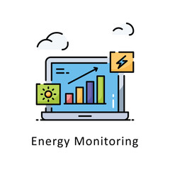 Energy Monitoring vector filled outline icon style illustration. Symbol on White background EPS 10 File