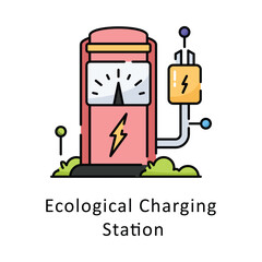 Ecological Charging Station vector filled outline icon style illustration. Symbol on White background EPS 10 File