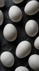 White eggs on dark textured background