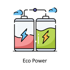 Eco Power vector filled outline icon style illustration. Symbol on White background EPS 10 File