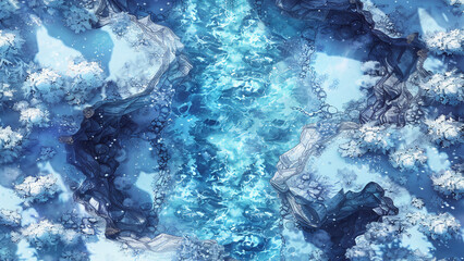 Winter Battlemap DnD,RPG Map  for Dungeons and Dragons, Snowy Terrain