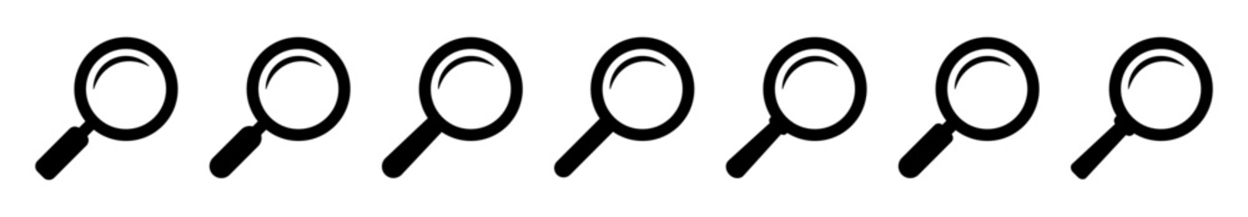 Magnifying glass icon, magnifier or loupe sign. Search icon.