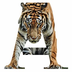 Obraz premium Alphabet Art Letter A with a Tiger Portrait