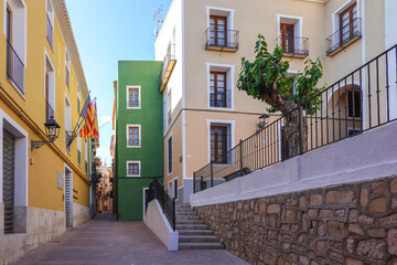 La Vila Joiosa municipality buildings in old town. Villajoyosa - coastal town, Valencian Community,...