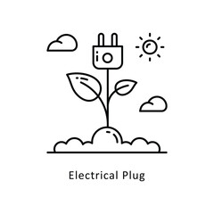 Electrical Plug vector outline icon style illustration. Symbol on White background EPS 10 File
