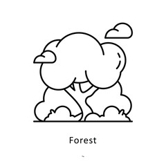 Forest vector outline icon style illustration. Symbol on White background EPS 10 File