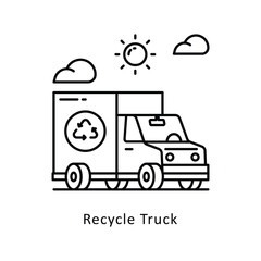 Recycle Truck vector outline icon style illustration. Symbol on White background EPS 10 File