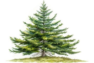 Obraz premium A watercolor of a Sakhalin Spruce