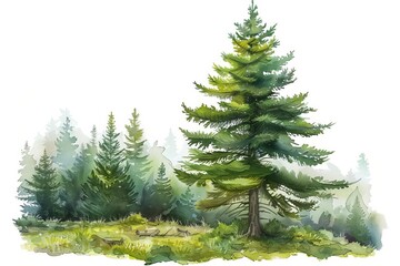 Fototapeta premium A watercolor of a Sakhalin Spruce