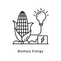Biomass Energy vector outline icon style illustration. Symbol on White background EPS 10 File