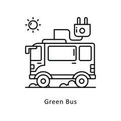 Green Bus vector filled outline icon style illustration. Symbol on White background EPS 10 File