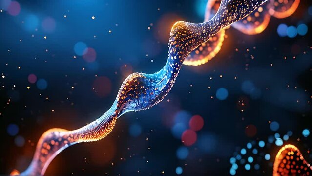 Manipulation of genetic engineering in modern medicine, including DNA and RNA analysis and changes at the gene level, as well as stem cell research, depicted using visual elements