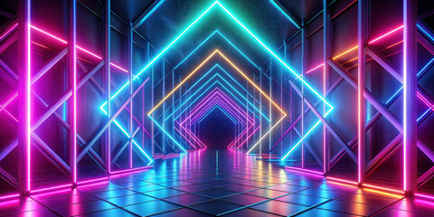 Abstract Geometric Neon Lights Background