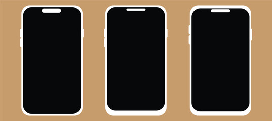 Smart phone icon mobile mockup. Front line cell phone on screen. Mobile phone symbol set. Vector illustration. 10 EPS