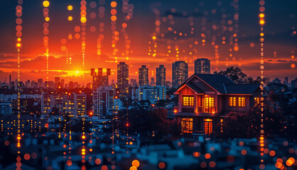 Fototapeta premium AI-Powered Property Prospects, Witness the power of AI algorithms as they analyze market data and predict future trends, 