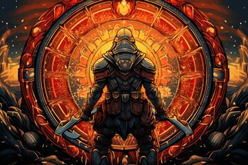 Obraz premium A resilient and battle-hardened soldier, leading troops with strategic brilliance on the battlefield. - Generative AI