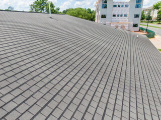 Drone Images of Commercial Building Roofs. TPO, Dome, Flat, White