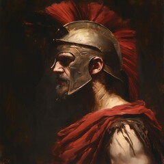 Ancient Spartan Warrior in Traditional Armor