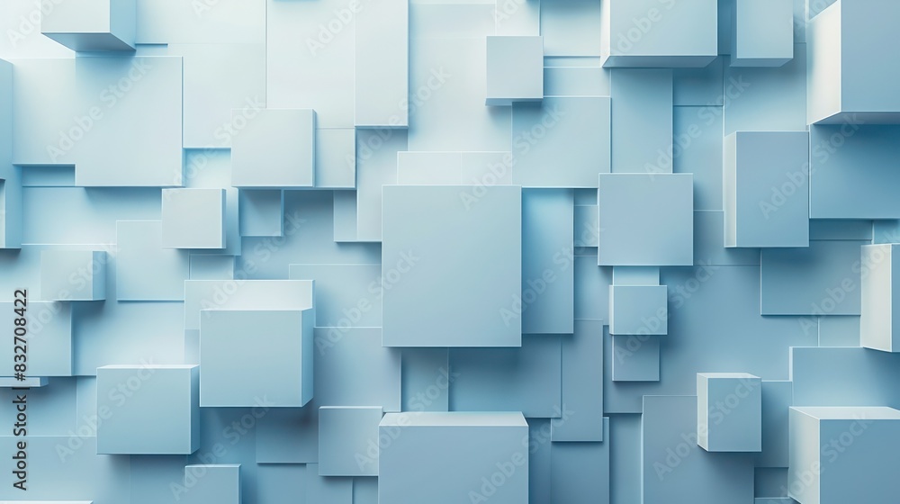 Poster abstract geometric background with multiple blue cubes in a 3d pattern. clean, modern, and minimalis