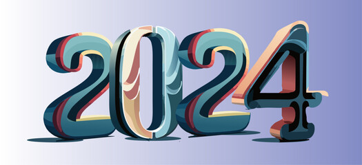 2024 3d style text design typography