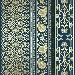 wedding card design, traditional paisley floral pattern , royal India	