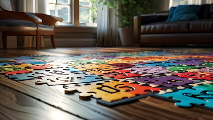 Fototapeta premium puzzle in the room