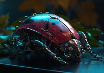 Insect AI in Futuristic Sci-Fi Neon Art | Cyberpunk Digital Illustration for Posters & Prints