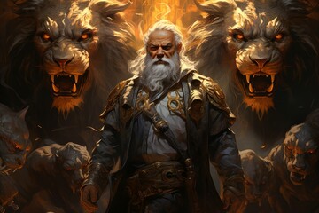 Obraz premium A fearsome beastmaster, commanding a pack of loyal and deadly creatures. - Generative AI