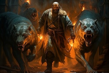 A fearsome beastmaster, commanding a pack of loyal and deadly creatures. - Generative AI