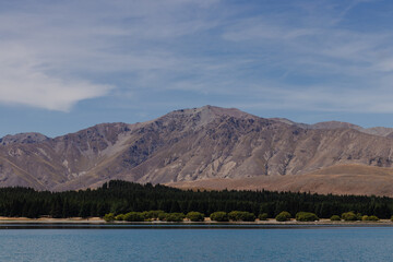 Obraz premium Scenic drive towards mountains New Zealand Tekapo Lake No People summer