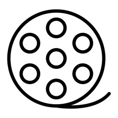 Film Reel Vector Line Icon Design