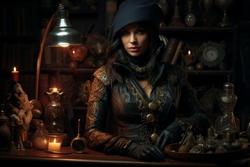 Fototapeta premium A cunning and resourceful rogue, skilled in espionage and gathering valuable intelligence. - Generative AI
