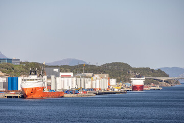 View from the coastal route Ms Nordkapp - Coastal town Kristiansund