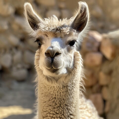 Obraz premium Close-up of a llama with a textured background.