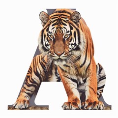 Obraz premium Alphabet Art Letter A with a Tiger Portrait