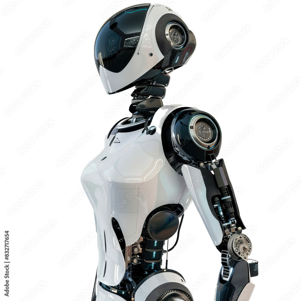 Aufkleber Hightech humanoid robot with a sleek design, isolated on a transparent checkered background