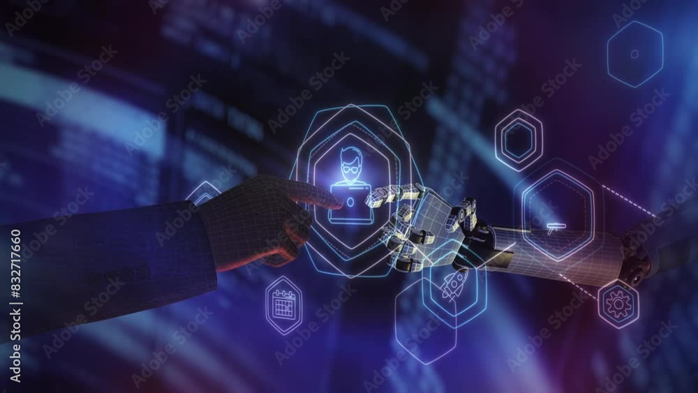 Poster animation about the interaction of machine intelligence with humans.