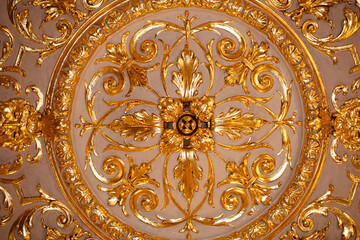 closeup of ancient  golden celing decoration