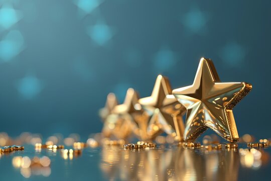 Multiple stars align on glossy surface