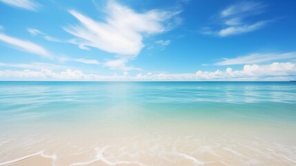 Obraz premium A tranquil beach with clear water, white sand, and a serene sky